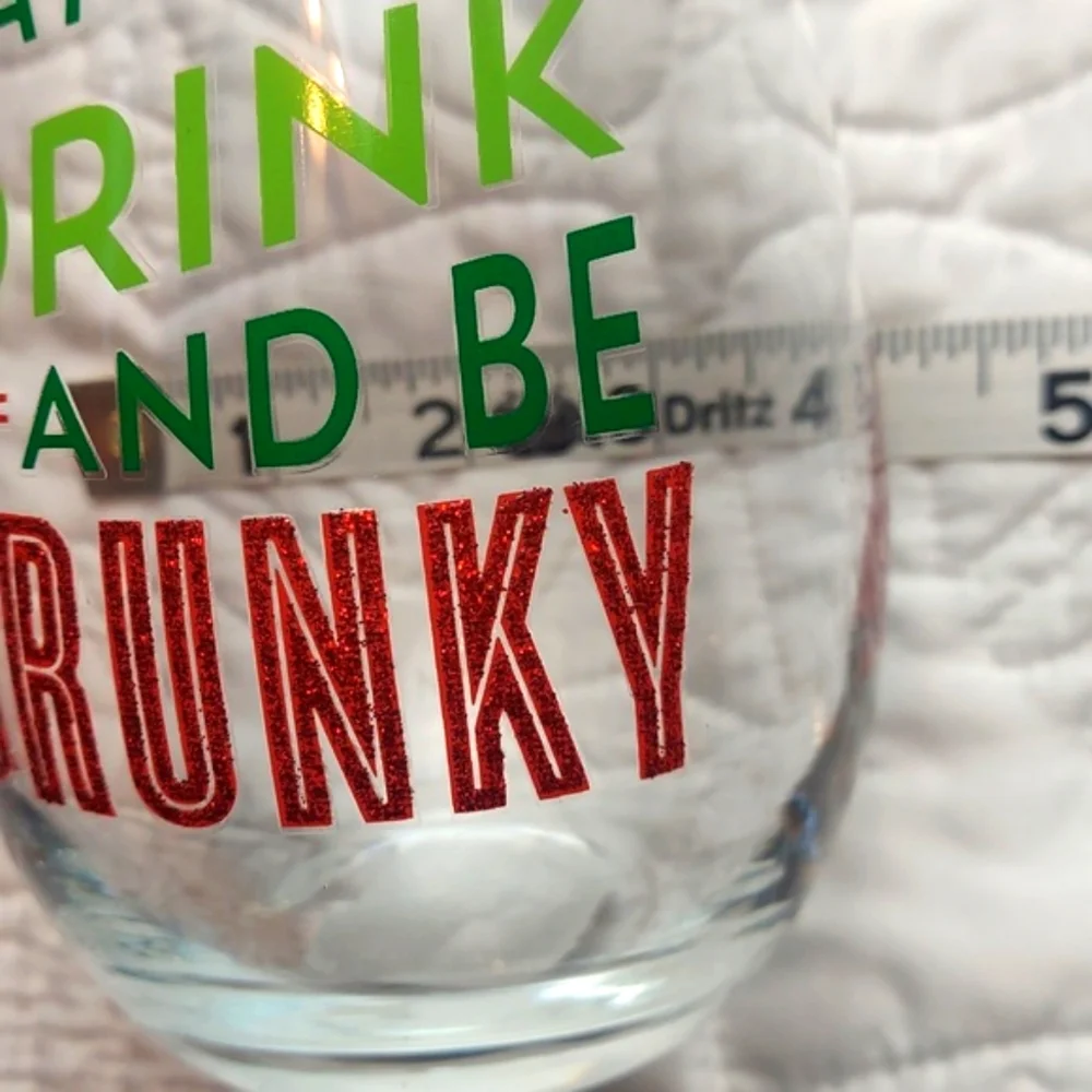 *🆕 Eat, Drink and be Drunky 18oz Holiday Glasses Set of 3 Slant Collections NEW